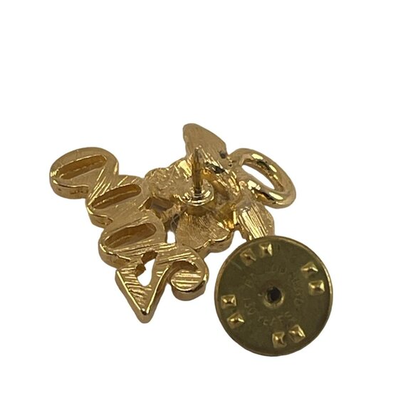 Vintage 2000 Shamrock Angel Pin Brooch Green Glitter Clover Gold-Tone Lapel Jewe - Picture 5 of 6